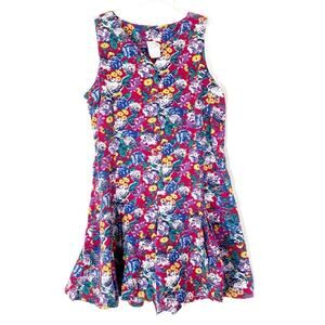 Circles 'N Sand | Vintage Floral Colorful Flowy Skirt Romper Cotton Blend M